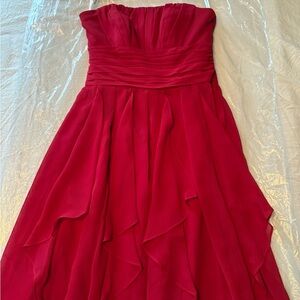David's Bridal Strapless Dress in Rich Red